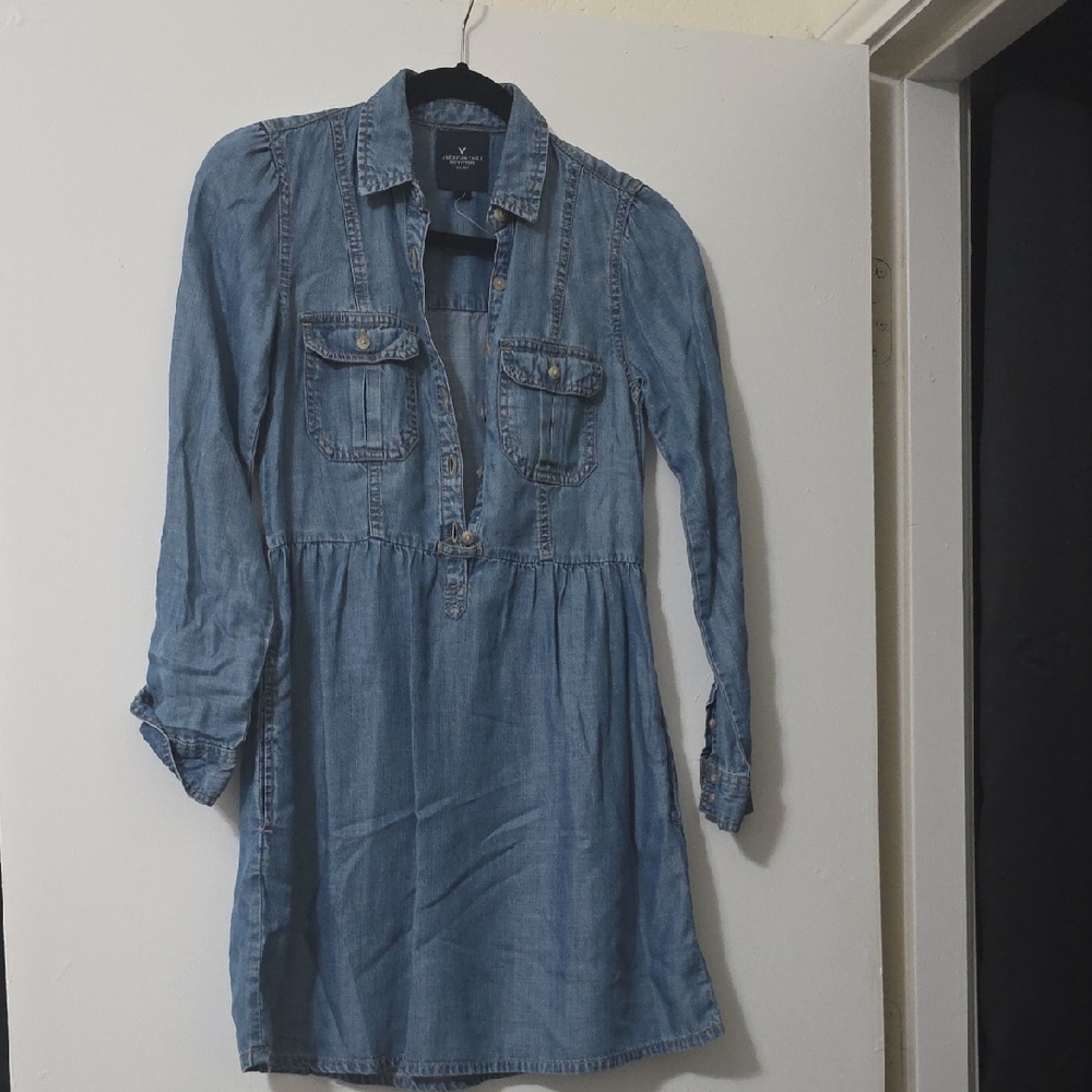 American Eagle Outfitters Blue Long Sleeve Dress